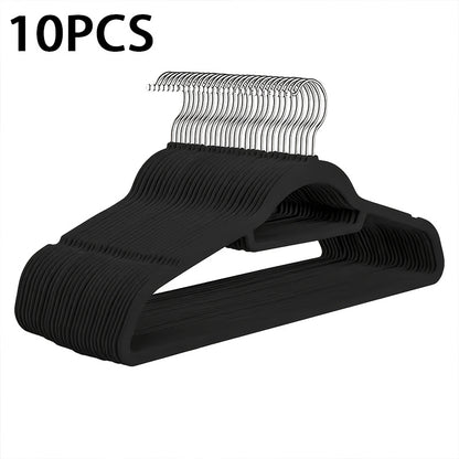 10 Pack Thickened Non-Slip Velvet Hangers with Tie Clip for Closet Storage - Ultra Thin Suit Hangers with 360° Rotating Hook, Velvet Hangers for Coats, Suits and Delicate Garments