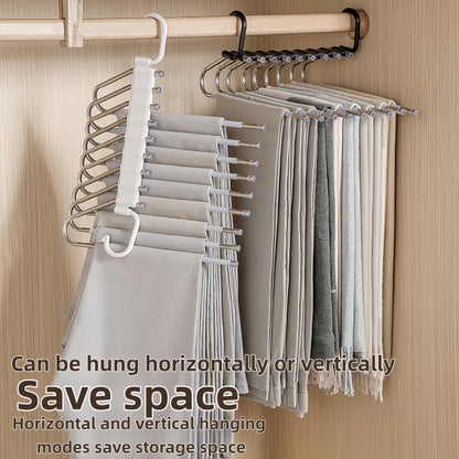 1 Piece Non-Slip 9-Tier Stainless Steel Pants Hanger, Space-Saving Closet Organizer for Trousers, Jeans and Leggings, Sturdy Accessory