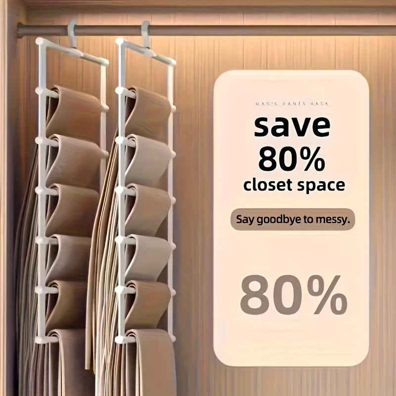 Multi-layer stainless steel trouser rack, a space-saving wardrobe organizing essential, suitable for storing pants, jeans, scarves and other clothing items