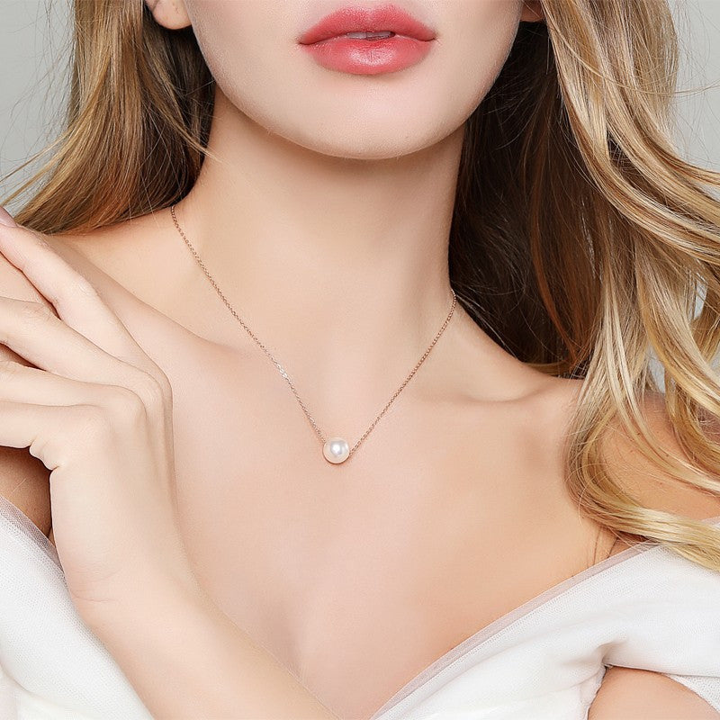 Exquisite-Clasp Pearl Beaded Necklace – Adjustable Length with Minimalist Pearl Pendant, Perfect Bridesmaid & Wedding Day Jewelry