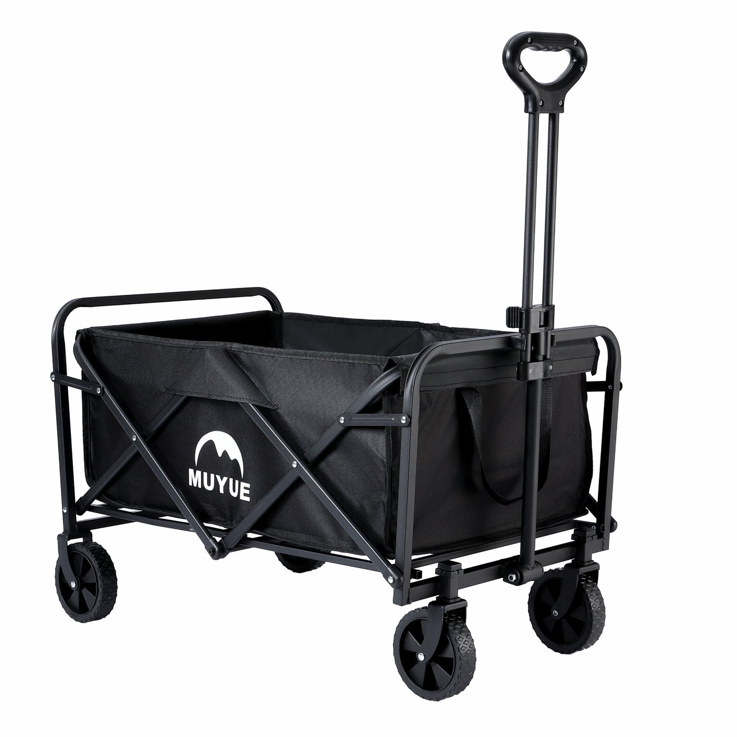 Folding Utility Wagon Beach Cart with All-Terrain Wheels, Collapsible Portable Outdoor Trolley, Multi-Purpose Gear Carrier for Gardening, Sports Events & Camping Trips