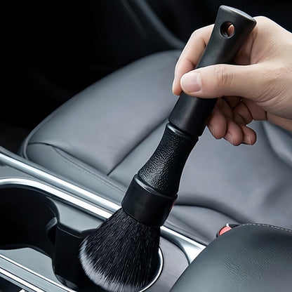 1 PC Black Soft Bristle Dust Brush – Battery-Free Plastic Tool for Car Interiors, Dashboards & Computer Keyboard Cleaning