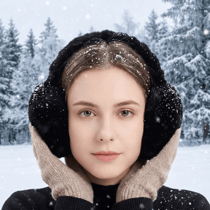 1pc Unisex Foldable Winter Ear Warmers - Black Ultra-Soft Windproof Earmuffs, Ideal for Skiing, Hiking, Cycling & All Cold-Weather Adventures